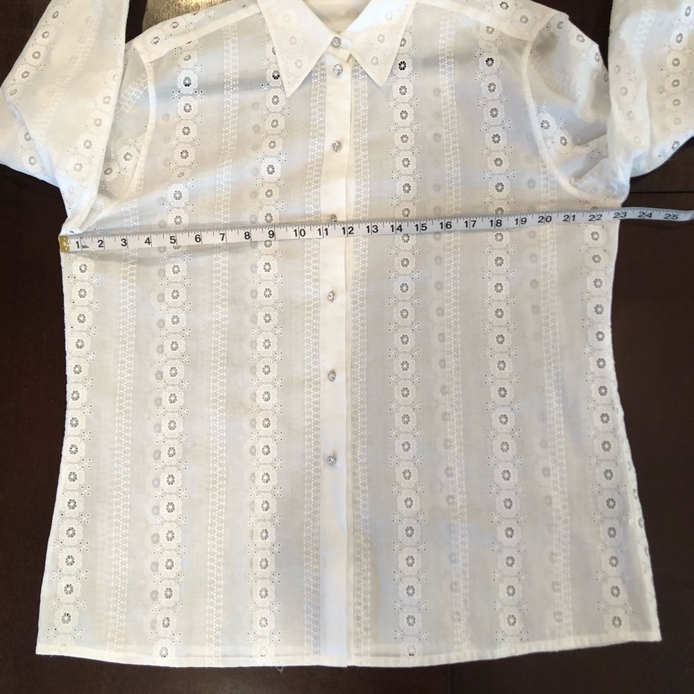 Vintage Escada White Sheer Button Down | Size 44 - Picture 7 of 8